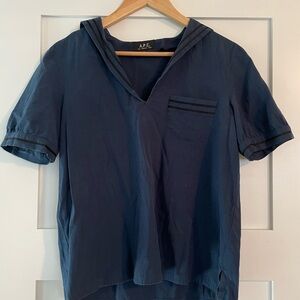 EUC A.P.C. Navy Blue Sailor Top Size Large